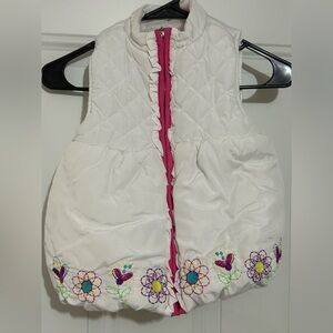 Kids Headquarters White and Pink Puffer Vest